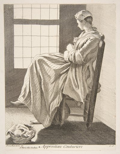 Uczeń szycia, 1737. autorstwa Anne Claude Philippe de Caylus