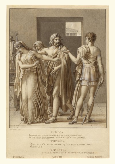 Fedra odrzucająca objęcia Tezeusza autorstwa Anne Louis Girodet de Roucy Trioson