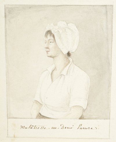 Portret Mulatki, niedatowany (grafit, akwarela i szarość wash on paper) autorstwa Anne Marguerite Hyde de Neuville