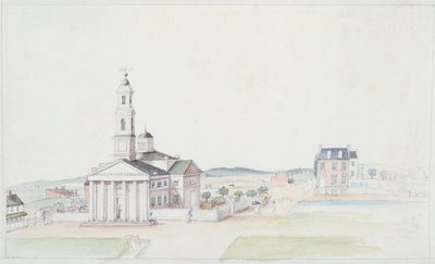 Kościół św. Jana, Plac Prezydenta, Waszyngton, lipiec 1822 r. autorstwa Anne Marguerite Hyde de Neuville