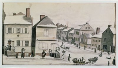 Róg ulic Warren i Greenwich, 1809 r. autorstwa Anne Marguerite Hyde de Neuville