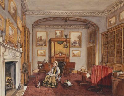 Buduar w Northwick Park, c.1830 (ołówek i akwarela) autorstwa Anne Rushout