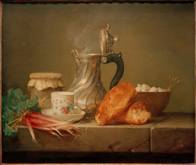 La Chocolatière - Martwa natura ze srebrnym dzbankiem autorstwa Anne Vallayer Coster
