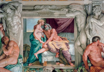 Fresk Jowisza i Juno autorstwa Annibale Carracci (Annibal Carrache) (1560-1609). 1597-1600 Rzym, Pałac Farnese autorstwa Annibale Carracci
