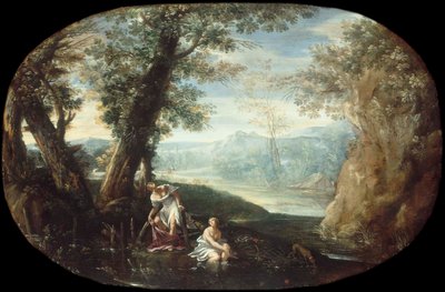 Pejzaż z kąpiącymi się kobietami autorstwa Annibale Carracci