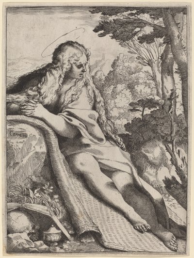 Maria Magdalena na pustkowiu autorstwa Annibale Carracci