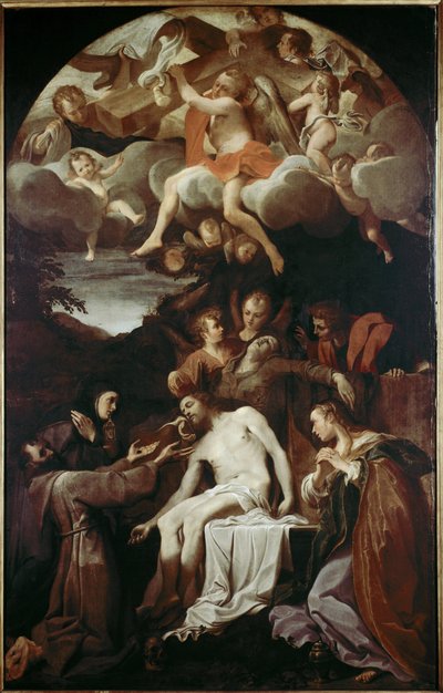 Pieta ze św. Klarą, św. Franciszkiem, św. Marią Magdaleną i św. Janem (olej na płótnie) autorstwa Annibale Carracci