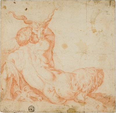 Satyr i Koza autorstwa Annibale Carracci