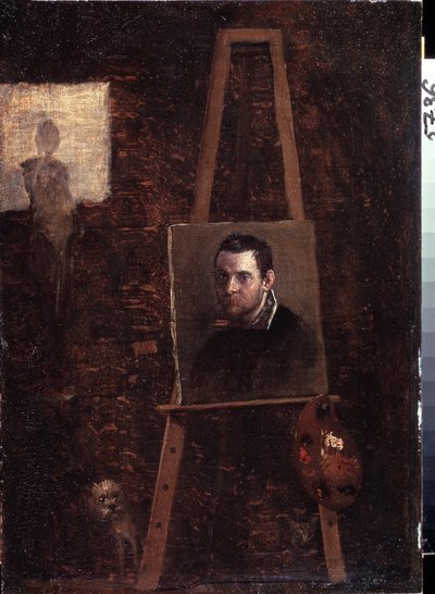 Autoportret przy sztalugach, 1603-04 autorstwa Annibale Carracci