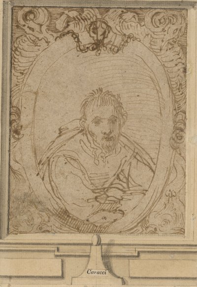 Autoportret, ok.1580 (pióro i brązowy tusz na papierze) autorstwa Annibale Carracci