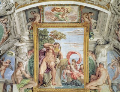 Szczegół Galleria Carracci Carracci Hall przedstawiający Polifema i Galateę, fresk z lat 1597-1604 autorstwa Annibale Carracci