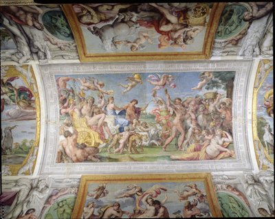Galeria di Carracci Sala Carracci detal Triumfu Bachusa i Ariadny, fresk z lat 1597-1604 autorstwa Annibale Carracci