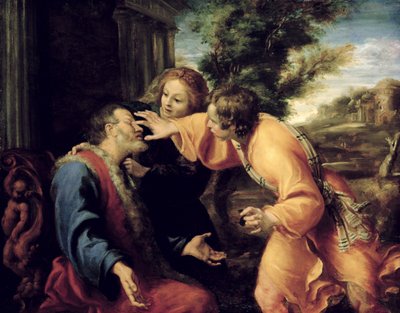 Młody Tobiasz uzdrawia swojego niewidomego ojca, ok. 1600 autorstwa Annibale Carracci