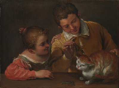 plDwoje dzieci drażniących kota autorstwa Annibale Carracci