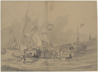 Przybycie księcia Willema Frederika na plażę Scheveningen, 30 listopada 1813 r. autorstwa Anonymous