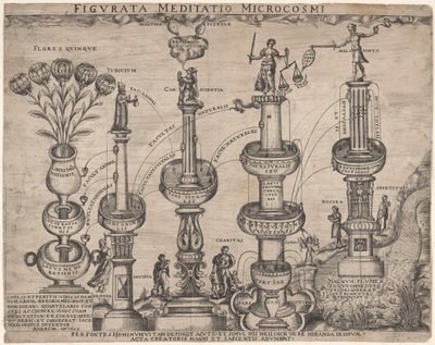Alegoria natury i natury ludzkiej (mikrokosmos) Figurata Meditatio Microcosmi (tytuł na obiekcie) autorstwa Anonymous