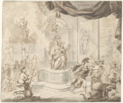 Alegoria wypędzenia kupców z giełdy wiatrowej z giełdy w Amsterdamie, 1763 autorstwa Anonymous