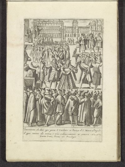 Rozrywka na San Marcoplein w Wenecji Scenes uit het Venetiaanse leven (tytuł serii) Habiti d