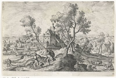 Apollo prześladuje Daphne Pejzaże ze scenami mitologicznymi i biblijnymi (tytuł serii) autorstwa Anonymous