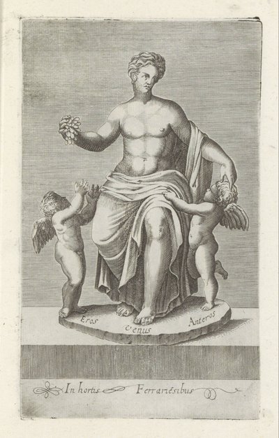 Beeldengroep spotkał Venus tussen Eros en Anteros Rzeźby antyczne w Rzymie (tytuł serii) Ikony starożytnych posągów miasta Rzymu, które można zobaczyć w miejscach publicznych (tytuł serii) autorstwa Anonymous