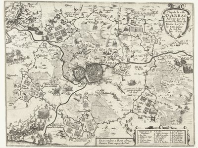 Drzwi Beleg van Arras autorstwa Fransena, 1640 Plan miasta Arras oblężonego przez króla Francji Ludwika XIII.iesme 12 czerwca. rok 1640 (tytuł na obiekcie) autorstwa Anonymous