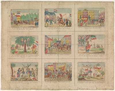 Arkusz 9 przedstawień wydarzeń historycznych z lat 1813-1814 (tytuł na obiekcie) autorstwa Anonymous