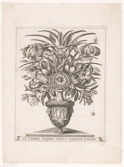 Bloemen in vaas spotkał leeuwenkoppen (tytuł na obiekcie) autorstwa Anonymous