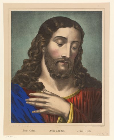 Chrystus z ręką na piersi Jezus Chrystus / Jezus Chrystus / Jesus Cristo (tytuł na obiekcie) autorstwa Anonymous