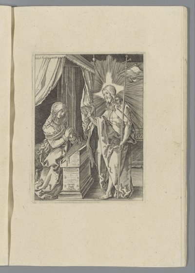 Chrystus ukazuje się swojej matce Mała Pasja (tytuł serii) Passio Christi Ab Alberto Durer Nurenburgensi Effigiata (tytuł serii) autorstwa Anonymous
