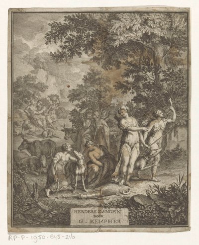 Diana i Pasterze Strona tytułowa dla: Gerard Kempher, Herderszangen, 1732 autorstwa Anonymous