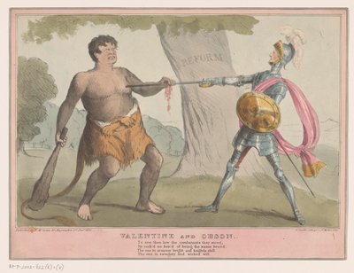 Angielski karykatura polityczna, 1835 Valentine i Orson (tytuł na obiekcie) autorstwa Anonymous