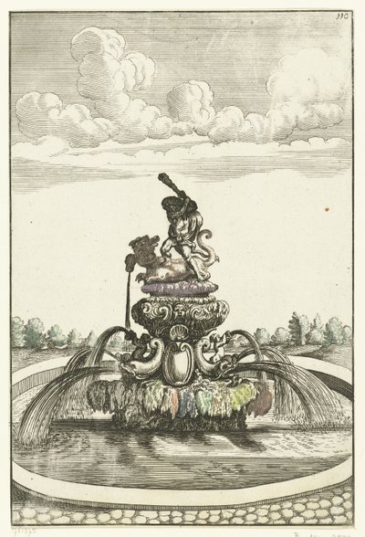 Fontein spotkał Herkulesa w Ladon Architektura Curiosa Nova (tytuł serii) autorstwa Anonymous