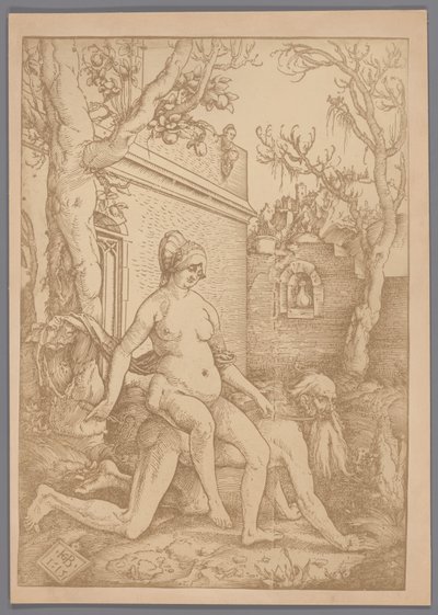Reprodukcja fotograficzna drzeworytu Arystoteles i Phyllis autorstwa Hansa Baldung Grien autorstwa Anonymous