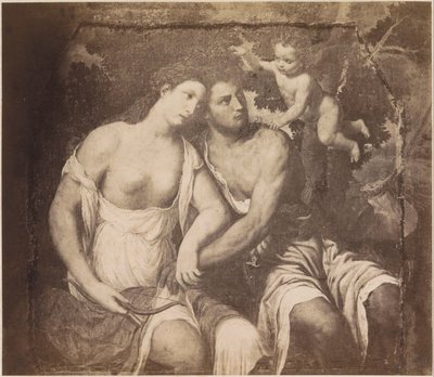 Reprodukcja fotograficzna obrazu Wenus i Adonis wg Paris Bordone Paryż Bordone. Wenus i Adonis (tytuł na obiekcie) Kaiserl. Konigl. Galeria w Wiedniu (tytuł serii na obiekcie) autorstwa Anonymous