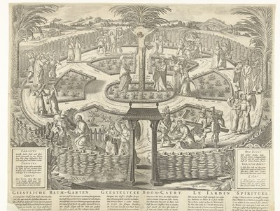 Sad Duchowy, ok. 1650 Geistliche Baum-Garten / Geestelycke Boom-Gaert / Le Jardin Spirituel (tytuł na obiekcie) autorstwa Anonymous
