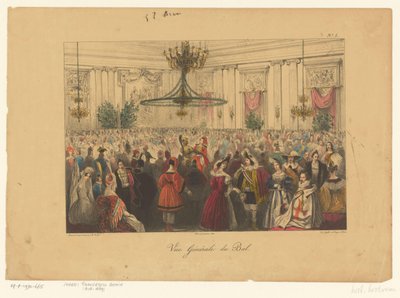 Prawie w kostiumie, 1834 Vue Générale du Bal (tytuł na obiekcie) autorstwa Anonymous