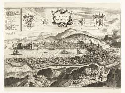 Widok Bergen (Norwegia), 1665 Berga Norwegia (tytuł na obiekcie) autorstwa Anonymous