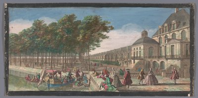 Gezicht op de Cour de la Fontaine van het Pałac Fontainebleau Widok skrzydła Chateau de Fontainebleau, zaczerpnięty z Cour des Fontaines w Paryżu (tytuł na obiekcie) autorstwa Anonymous