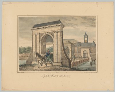 Widok na Leidsepoort w Amsterdamie Leydsche Poort w Amsterdamie (tytuł na obiekcie) Twarze sześciu głównych bram miasta Amsterdam. 1. Cahier (tytuł serii) autorstwa Anonymous