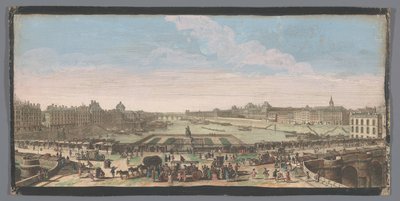 Widok na Pont Neuf nad Sekwaną w Paryżu, w kierunku Pont Royal Autre vue Privé de Paris award du milieu du Pont Neuf seekant vers le Pont Royal (tytuł na przedmiocie) autorstwa Anonymous