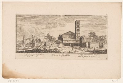 Gezicht op de Santa Croce in Gerusalemme, te Rome S. Croce in Gierusalem / Kościół Świętego Krzyża w Jerozolimie jeden (...) / L