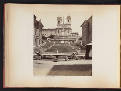 Widok na Schody Hiszpańskie, Piazza di Spagna i Trinità dei Monti w Rzymie, Włochy Treppe hiszpański. rom (tytuł na obiekcie) autorstwa Anonymous