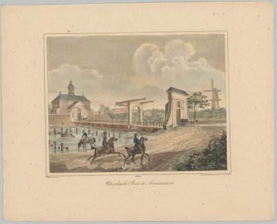 Widok na bramę Utrecht w Amsterdamie Utrechtse Poort w Amsterdamie (tytuł na obiekcie) Twarze sześciu głównych bram miasta Amsterdam. 1. Cahier (tytuł serii) autorstwa Anonymous