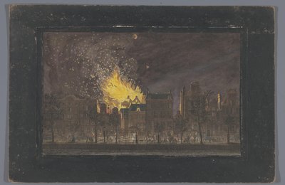 Widok pożaru w Schouwburgu w Amsterdamie w dniu 11 maja 1772 r. autorstwa Anonymous