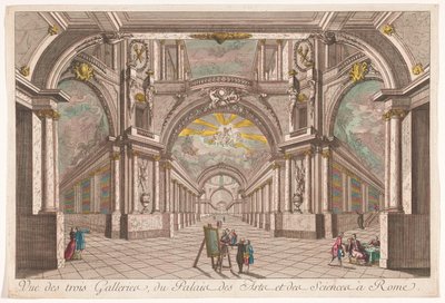 Widok na trzy galerie Pałacu Sztuki i Nauki w Rzymie Galerie Vue des trois, du Palais des Arts et des Sciences à Rome (tytuł obiektu) autorstwa Anonymous