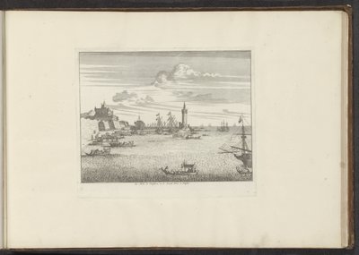 Widok na port z latarnią morską i pałacem w Neapolu Le Mole, le Cinosura, et le Castell Novo, à Naples (tytuł na obiekcie) Pałace i zabytki w Wenecji, Livorno, Neapolu i Rzymie (tytuł serii) autorstwa Anonymous