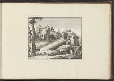 Widok ruin M. Curty M. Curty Sepulchrum (tytuł na obiekcie) Pałace i zabytki w Wenecji, Livorno, Neapolu i Rzymie (tytuł serii) autorstwa Anonymous