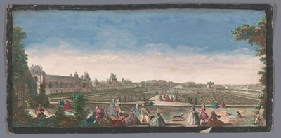 Gezicht op de tuin en het Pałac Fontainebleau Widok części Château de Fontainebleau i parteru (tytuł na obiekcie) autorstwa Anonymous