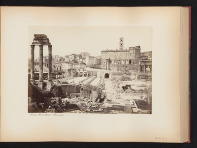 Widok na Forum Romanum ze świątynią Kastora i Polluksa w Rzymie, Włochy Forum Romano. Roma (tytuł na obiekcie) autorstwa Anonymous