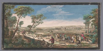 Gezicht op het Pałac Fontainebleau Widok ogólny Fontainebleau ze szczytu przeciwległej góry od strony parteru (tytuł na obiekcie) autorstwa Anonymous